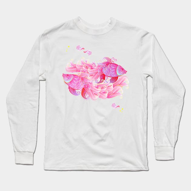 Pink fishes Long Sleeve T-Shirt by Artist Natalja Cernecka